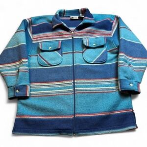 Vintage plaid fleece full zip collared shirt size ladies small‎